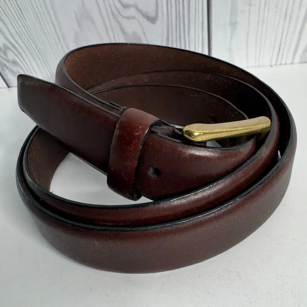 Dockers Brown Full Grain Leather Belt Solid Brass Size 42